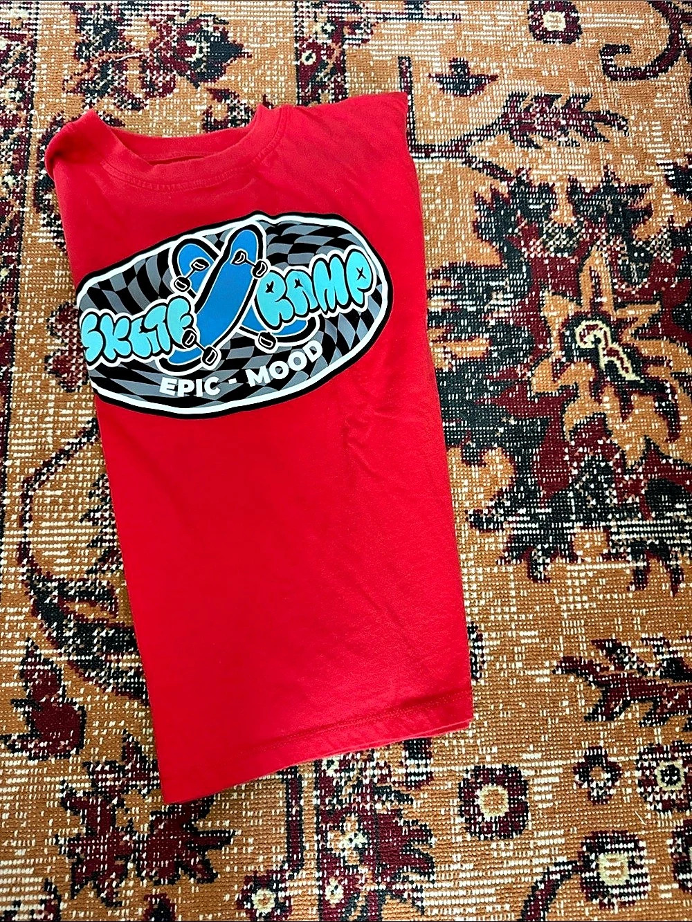 Zara Skate Ramp Epic Mood Graphic T-Shirt Red & Blue Boys Minor defect near tag
